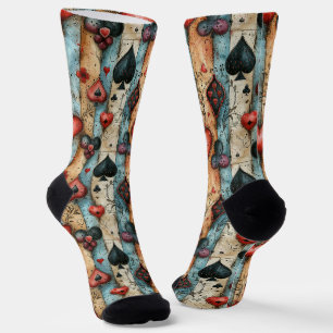 For lovers of card games. Playing card symbols. Socks