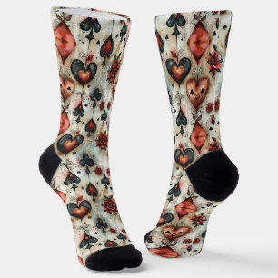 For lovers of card games. Playing card symbols. Socks