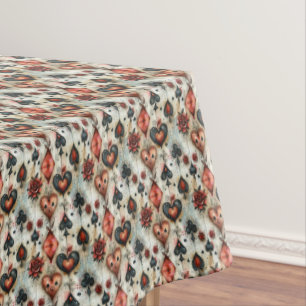 For lovers of card games. Playing card symbols. Tablecloth