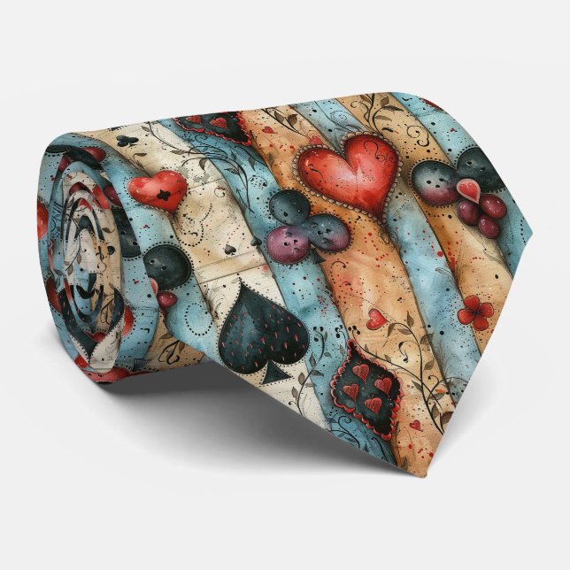 For lovers of card games. Playing card symbols. Tie (Rolled)