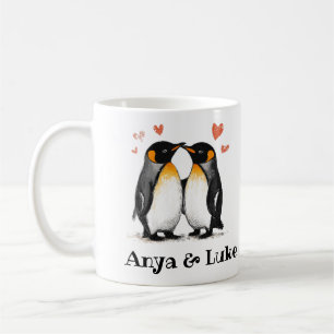 For Lovers, Penguins Quote, Add Names, Custom Coffee Mug
