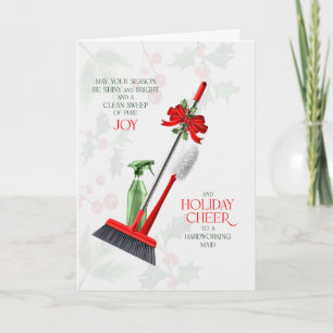 for Maid Clean Sweep of Pure Joy and Cheer Holiday Card