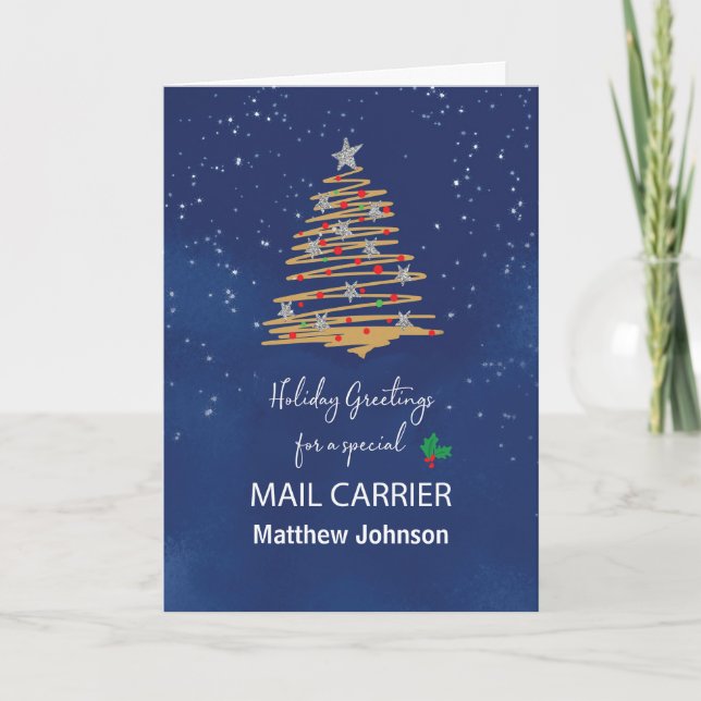 For Mail Carrier Christmas Tree Customizable Name Card (Front)