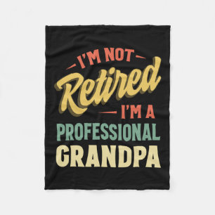 For Men Funny Fathers Day Retired Grandpa  Fleece Blanket