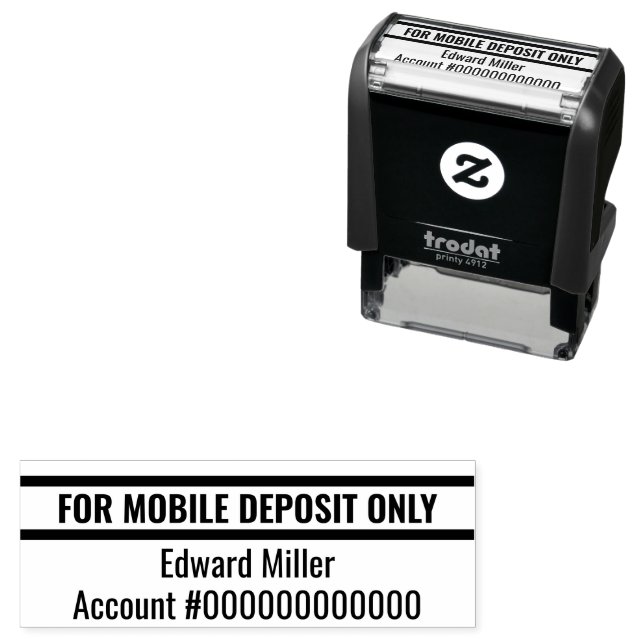 For Mobile Deposit Only and Bank Account Number  Self-inking Stamp (In Situ)