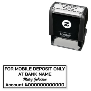 For Mobile Deposit Only Bank Account Cursive Name Self-inking Stamp
