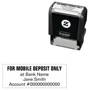 For Mobile Deposit Only Bank Name & Account Number Self-inking Stamp