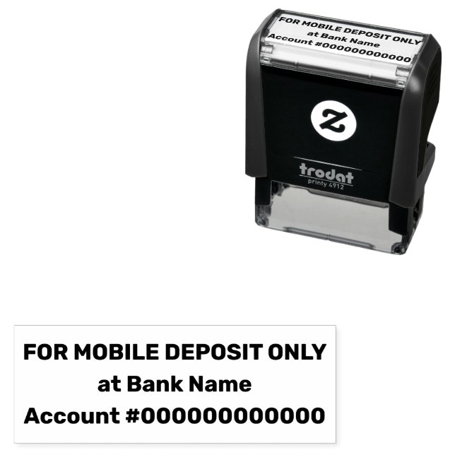 For Mobile Deposit Only Bank Name & Account Number Self-inking Stamp (In Situ)