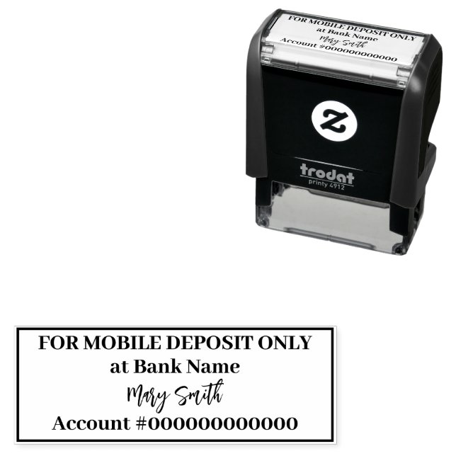 For Mobile Deposit Only Bank Name Account Number Self-inking Stamp (In Situ)