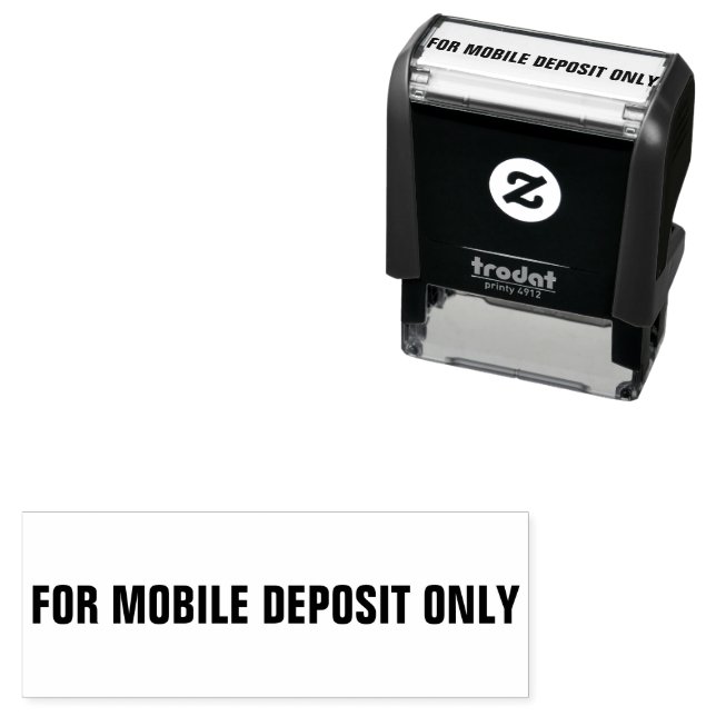 For Mobile Deposit Only Bold All Capitals Text Self-inking Stamp (In Situ)