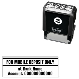 For Mobile Deposit Only Bold Bank Name Account No. Self-inking Stamp