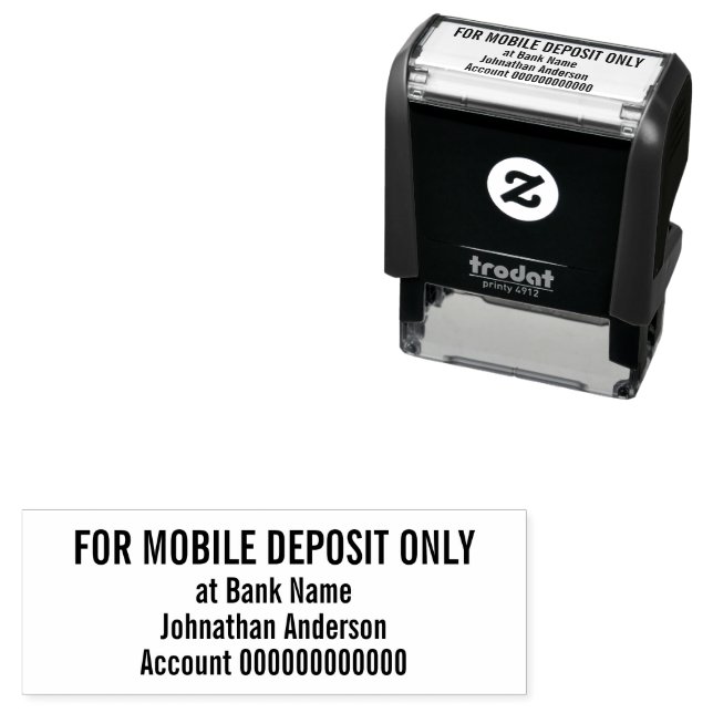 For Mobile Deposit Only Check Endorsement Bank App Self-inking Stamp (In Situ)