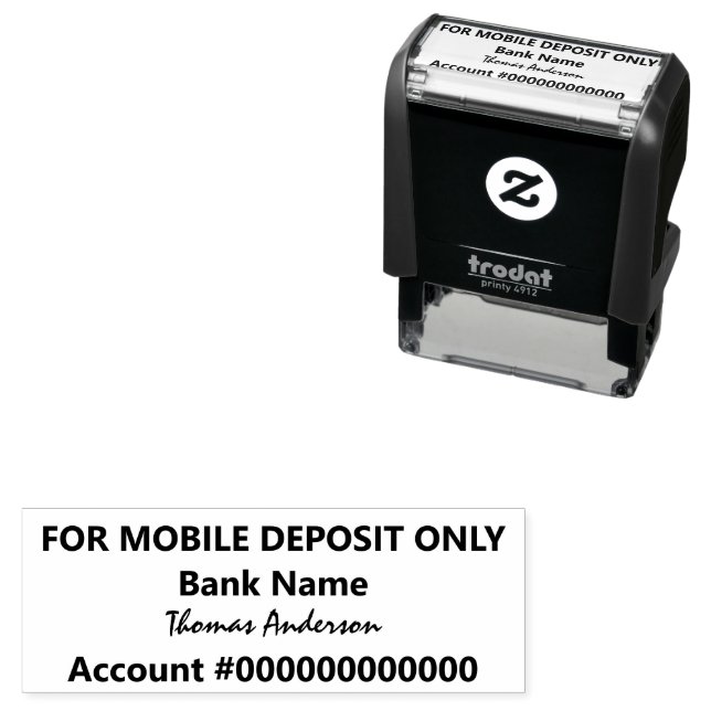 For Mobile Deposit Only Cursive Name Bank Account Self-inking Stamp (In Situ)