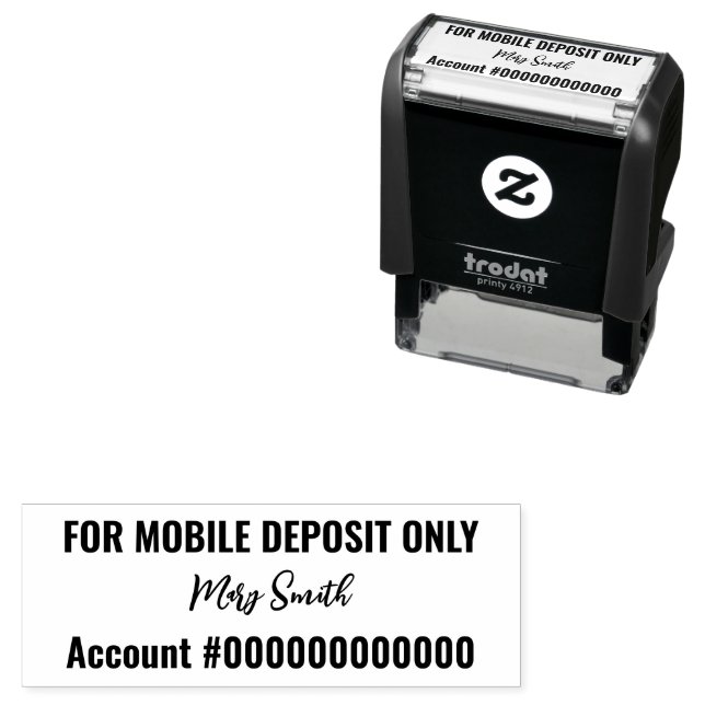 For Mobile Deposit Only Script Name Bank Account Self-inking Stamp (In Situ)