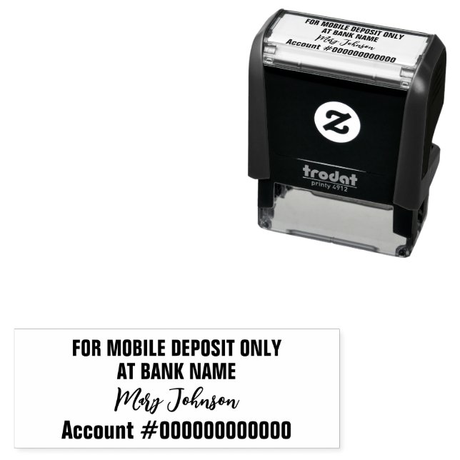 For Mobile Deposit Only Signature Bank Name Acct# Self-inking Stamp (In Situ)