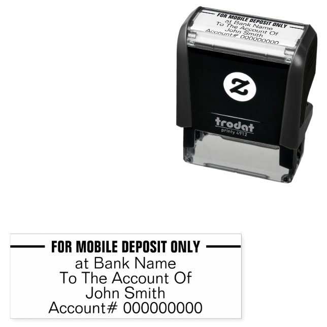 For Mobile Deposit Only to the Account of Name Self-inking Stamp (In Situ)