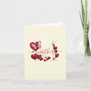 For Mom Butterfly Heart-Shaped Leaves Bouquet Card