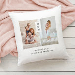 For Mom | Modern Two Photo Grid Throw Pillow<br><div class="desc">This elegant,  modern pillow for mom features two of your personal photos,  with a spot for your names and message on a clean white background.</div>