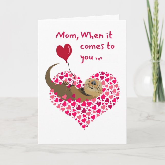 For Mom Otter Valentine’s Day in Heart Pool Card (Front)