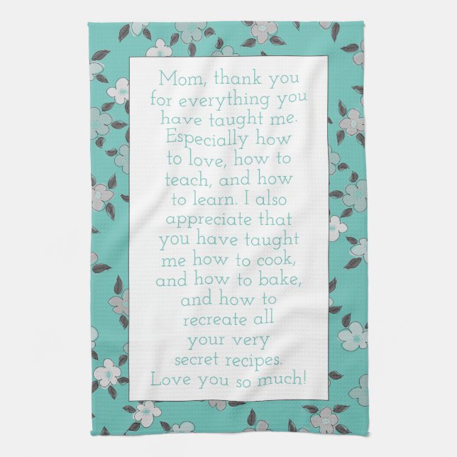 For Mom Personalized With Your Own Words of Love Kitchen Towel (Vertical)