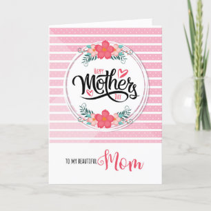 For Mom Pink Bontanical Mother's Day Holiday Card