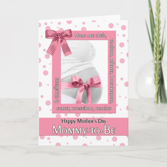 for Mommy to Be on Mother's Day Pink Polkadot Card (Front)