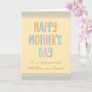For Mother-in-Law Mothers Day Stripes Typography Card