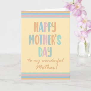 For Mother on Mothers Day Stripes and Typography Card