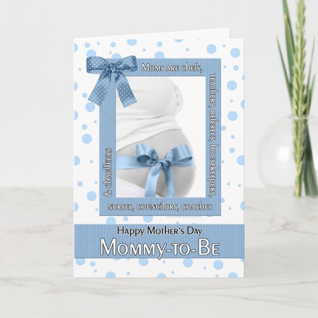 for Mother-to-be on Mother's Day Blue Polkadot Card (Front)