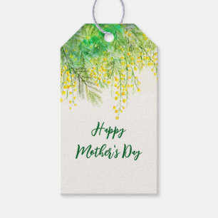For Mothers Day Yellow Mimosa Watercolor Painting Gift Tags