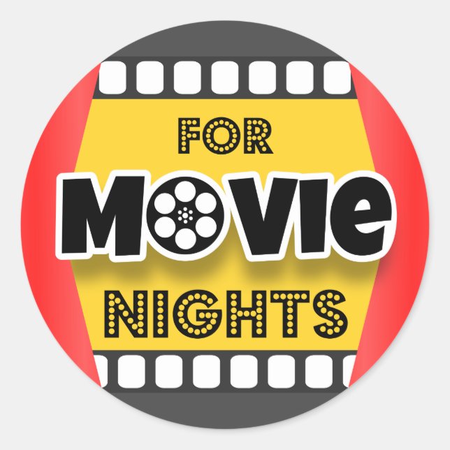 For Movie Nights Classic Round Sticker (Front)