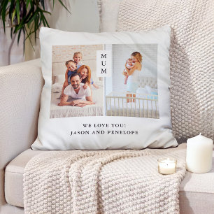 For Mum   Modern Two Photo Grid Throw Pillow