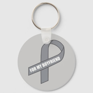For My Boyfriend (Grey / Silver Awareness Ribbon) Keychain