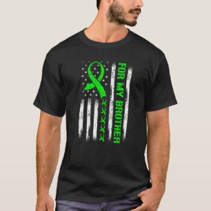 For My Brother Lymphoma Awareness Flag Green Ribbo T-Shirt