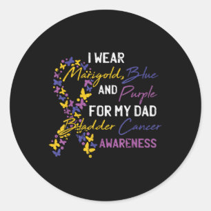 For My Dad Bladder Cancer Awareness Ribbon Warrior Classic Round Sticker