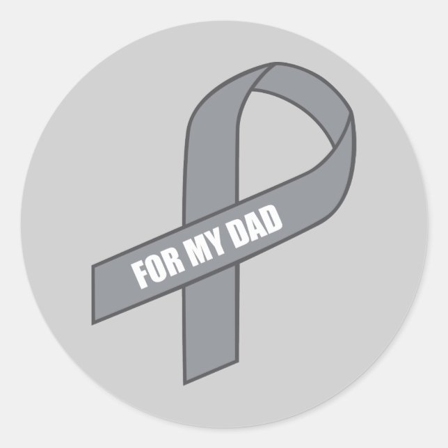 For My Dad (Grey / Silver Awareness Ribbon) Classic Round Sticker (Front)
