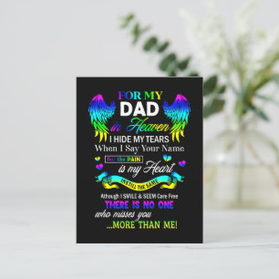 For My Dad In Heaven I Hide My Tears Fathers Day Postcard