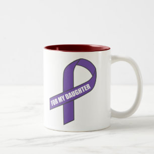 For My Daughter (Purple Ribbon) Two-Tone Coffee Mug