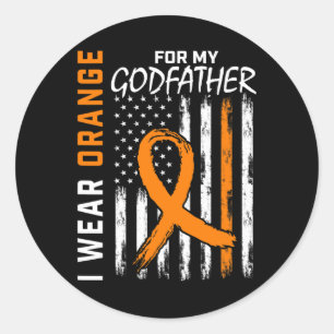 For My Godfather Leukaemia Cancer Awareness Usa Fl Classic Round Sticker