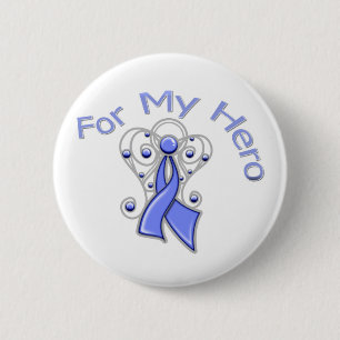 For My Hero Angel Ribbon Stomach Cancer 2 Inch Round Button