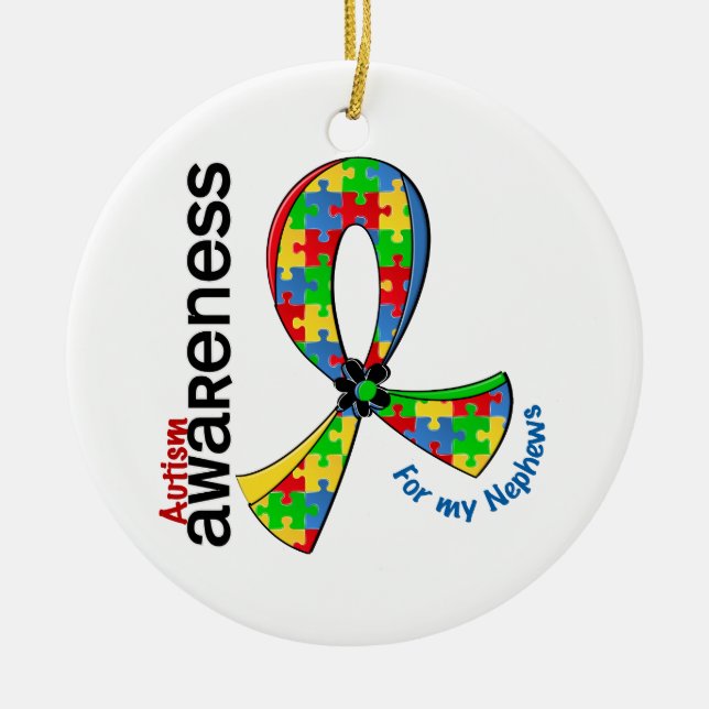 For My Nephews Autism Ceramic Ornament (Front)