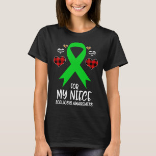 For My Niece Scoliosis Awareness Ribbon Leopard Bu T-Shirt