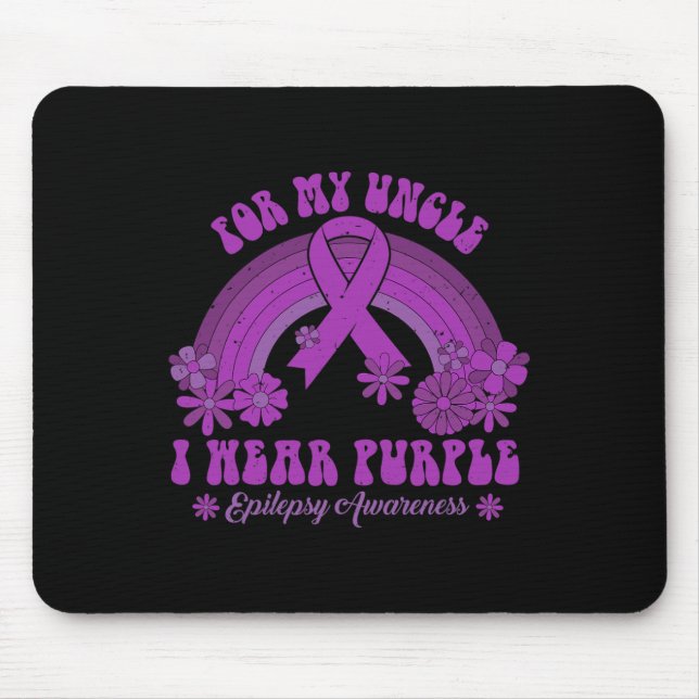 For My Uncle I Wear Purple Epilepsy Awareness Rain Mouse Pad (Front)