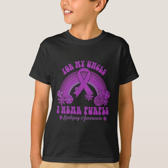 For My Uncle I Wear Purple Epilepsy Awareness Rain T-Shirt (Front)