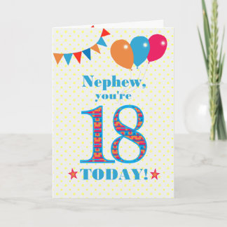 For Nephew 18th Birthday Bunting Balloons Card