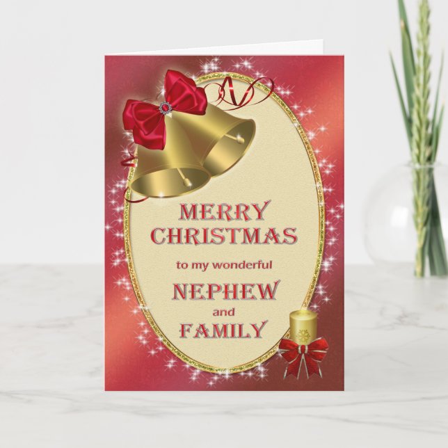 For nephew and family, traditional Christmas card (Front)