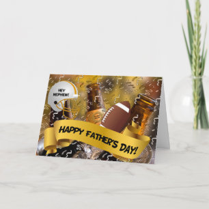 for Nephew Father's Day Football and Beer Card