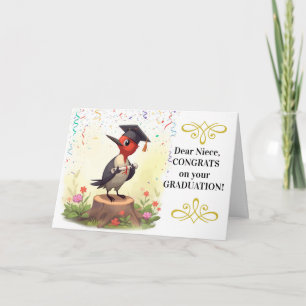 For Niece Congratulations Graduation Woodpecker Card