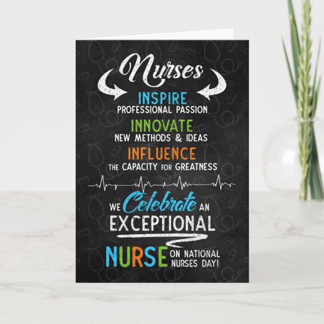 for Nurse on National Nurses Day Chalkboard Theme Card (Front)