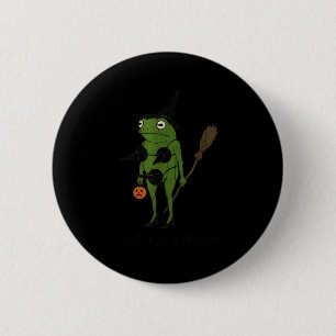 For October, Funny Halloween, Funny Witch Frog  2 Inch Round Button